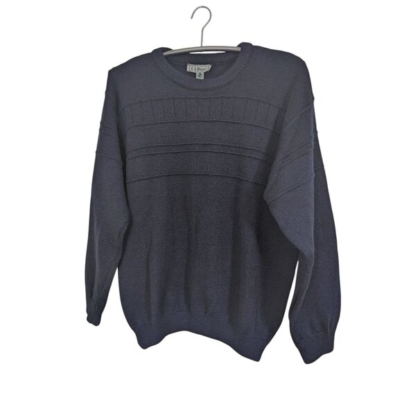 LL Bean Vintage Mens XLT Blue Grandpa Wool Sweater Made in Ireland Fisherman - Picture 1 of 4